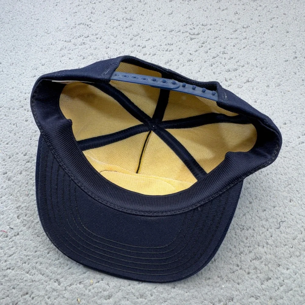 Vintage Carrier Snapback Hat Cap Navy Blue USA Made Patch Trucker Workwear HVAC